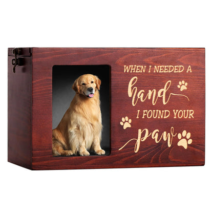Wooden Pet Memorial Urn for Dog or Cat Ashes with Photo Frame