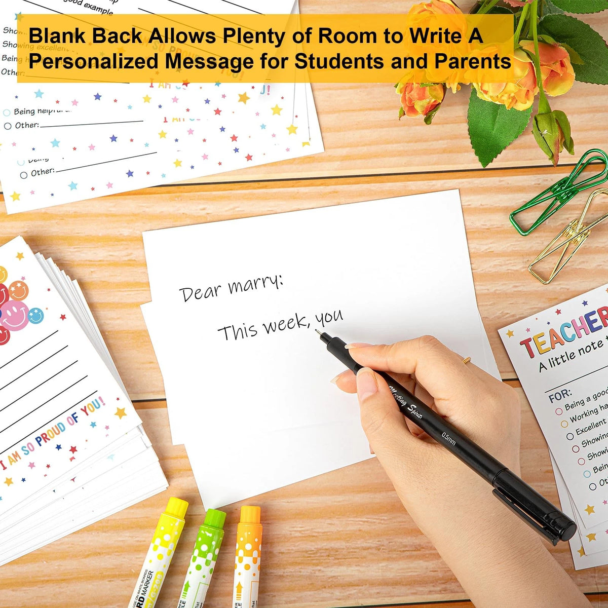 50Pcs Teacher Mail Notes to Parents, Smiley Face Happy Colorful