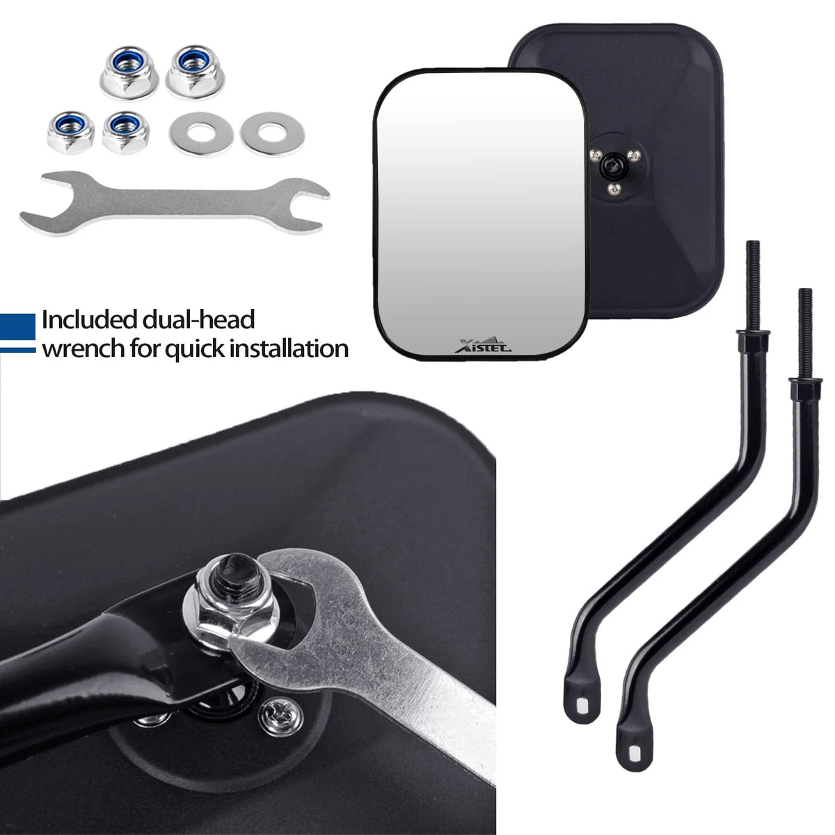 Door Off Mirror Replacement for Jeep Wrangler JK (2007–2018) 5.5" x 7.5" Black