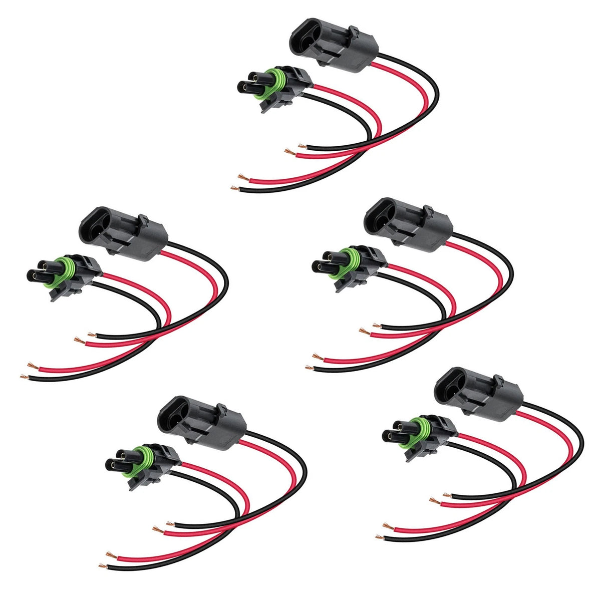 5 Pair Waterproof Female Male Assembled Connectors for 16-14AWG