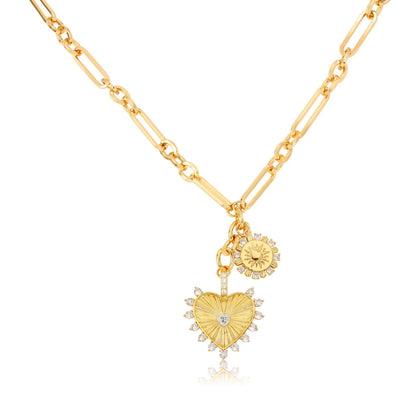 Chunky Gold Heart Necklace for Women 18K Plated