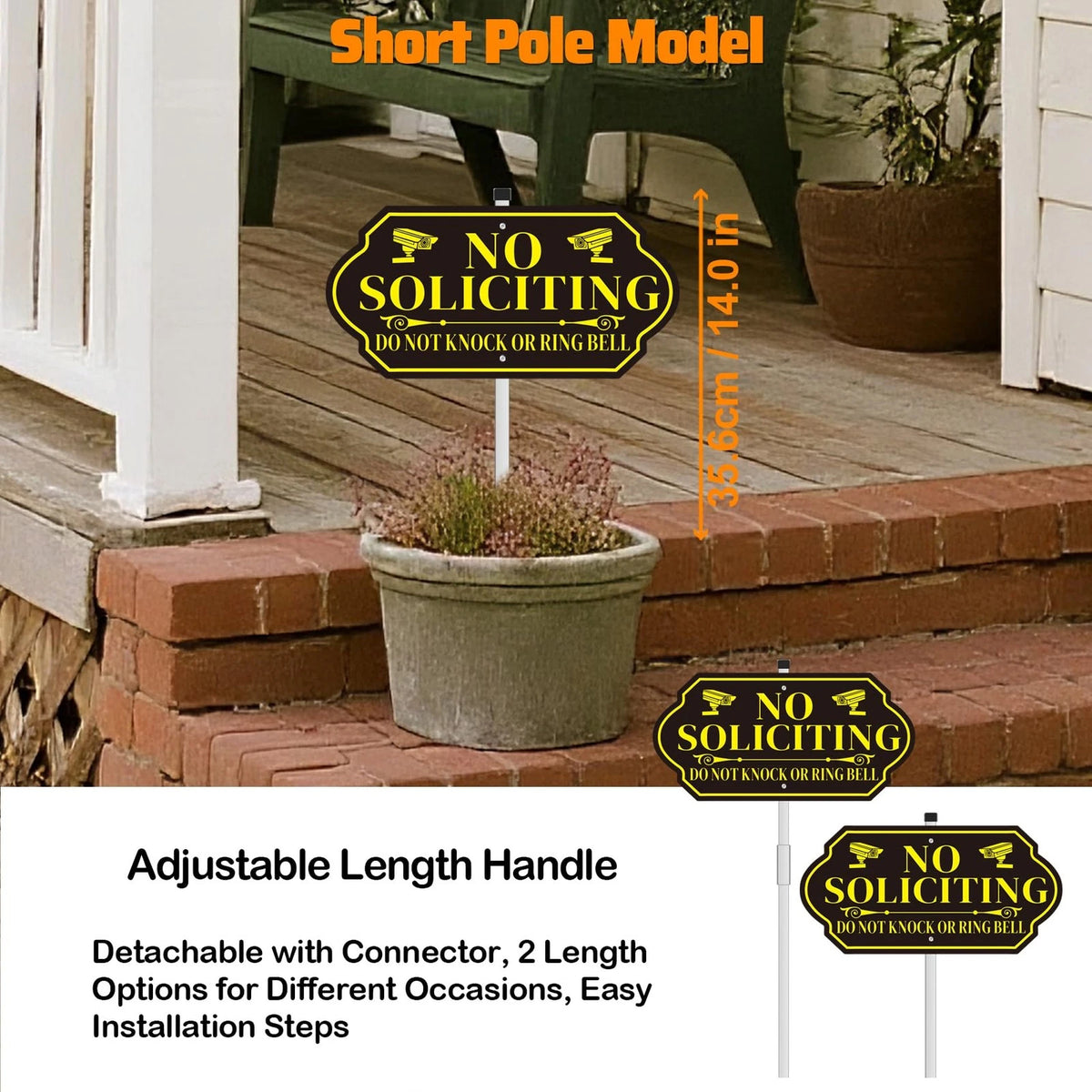 No Soliciting Sign with Stake for House (14x7 inches)