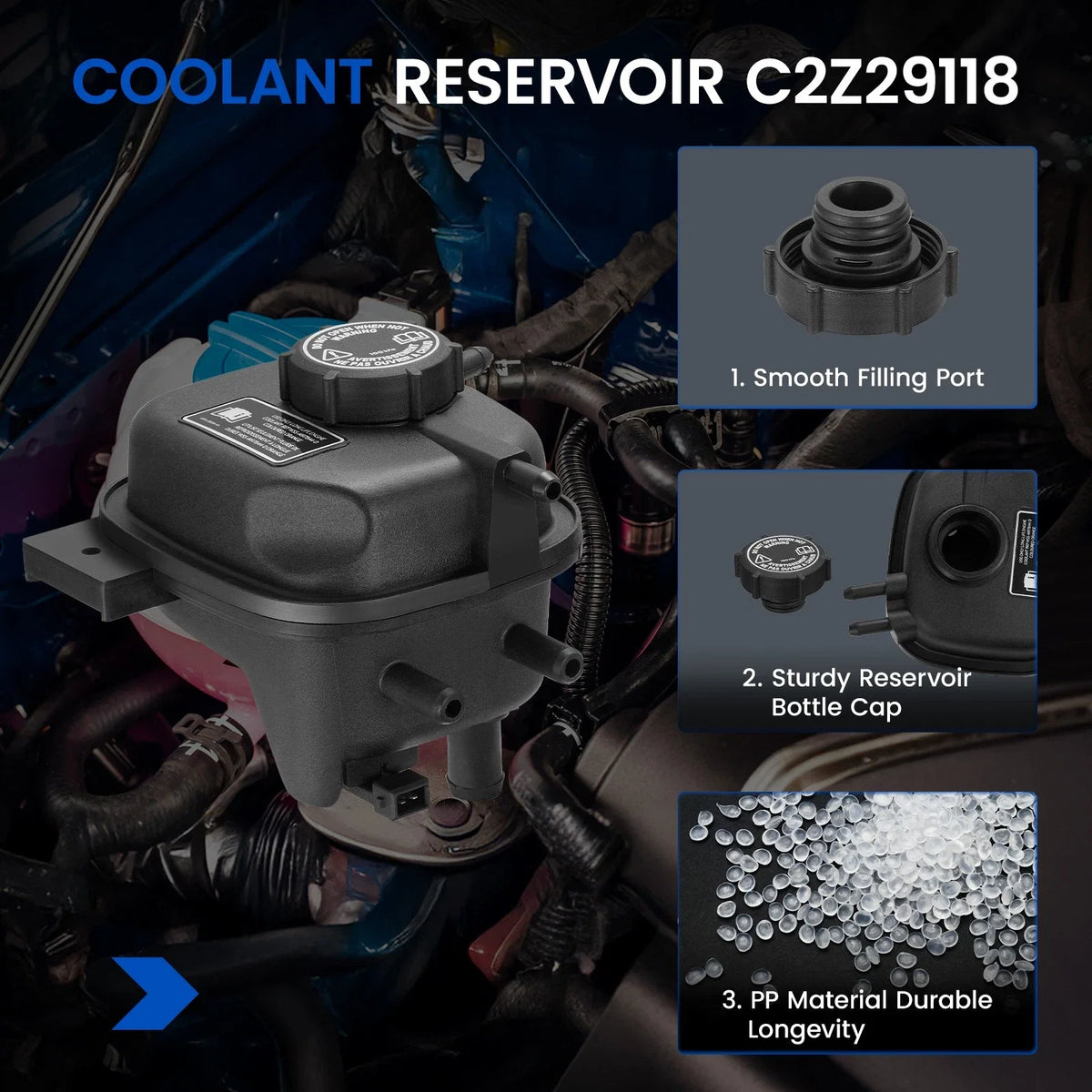 Coolant Expansion Reservoir Tank for Jaguar XK8 4.0L 4.2L (1997–2006)