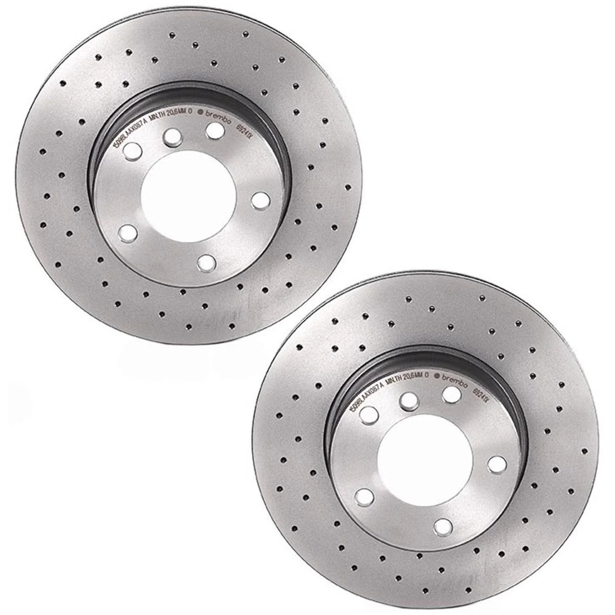Set of 2 Brembo Xtra Front Drilled Brake Disc Rotors for BMW E39 (1997–2003)