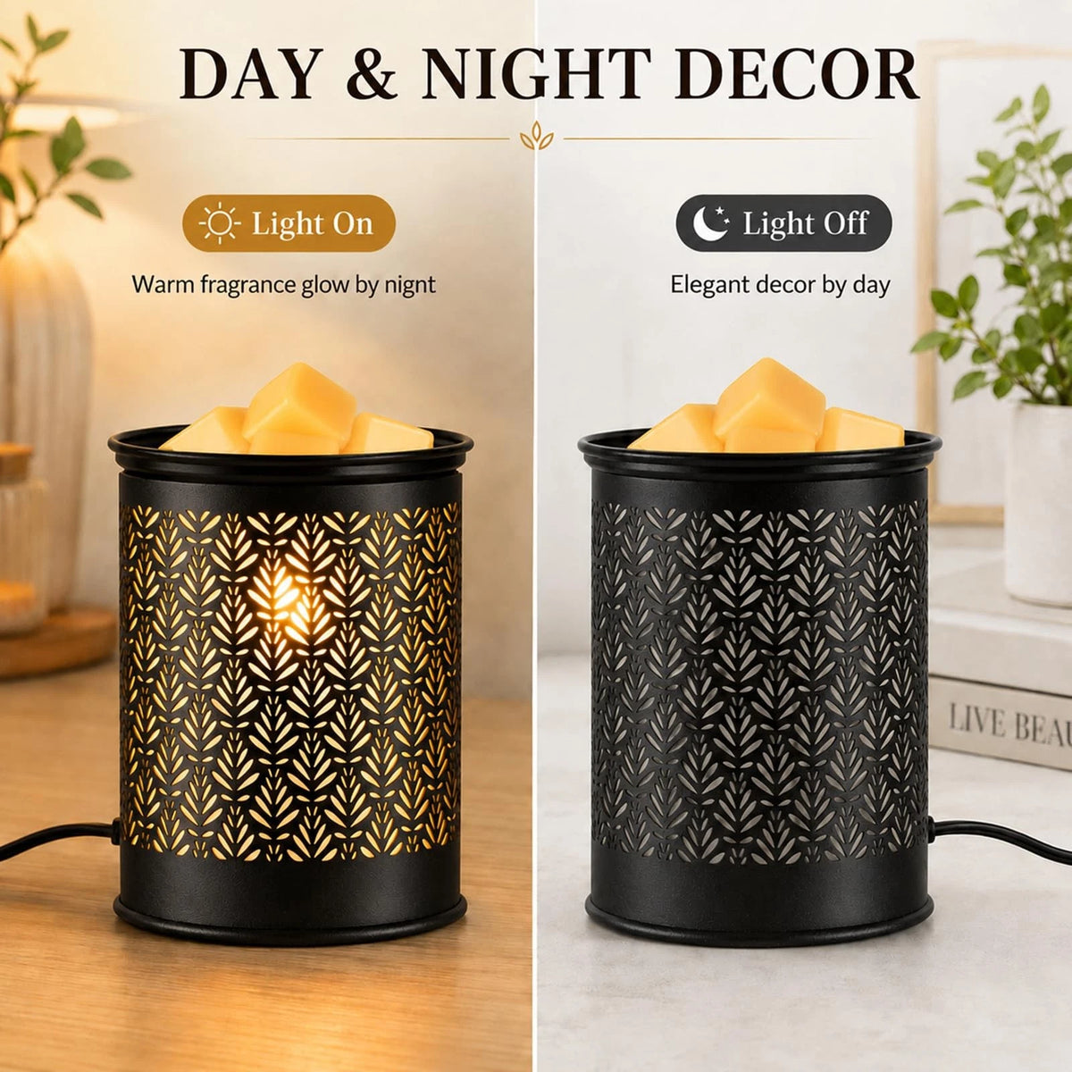 Wax Melt Warmer for Scented Candles (3.94x3.94x5.12in) - Black