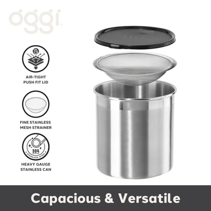 4 Quart Stainless Steel Jumbo Grease Container for Oggi