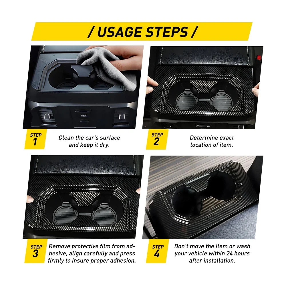 Carbon Fiber Rear Cup Holder Trim for Ford F150 (2015–2020)
