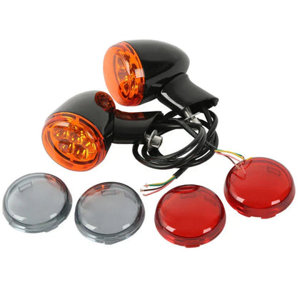 Chrome/Black LED Turn Signals w/ Bracket for Harley Sportster XL 883 (1992-2022)