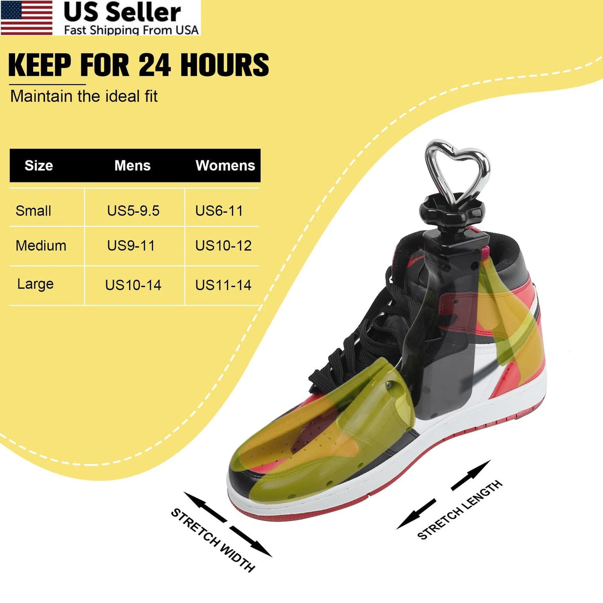 Shoe Stretchers for L (US Women 11-14, Men 10-14) - 1 Piece Yellow