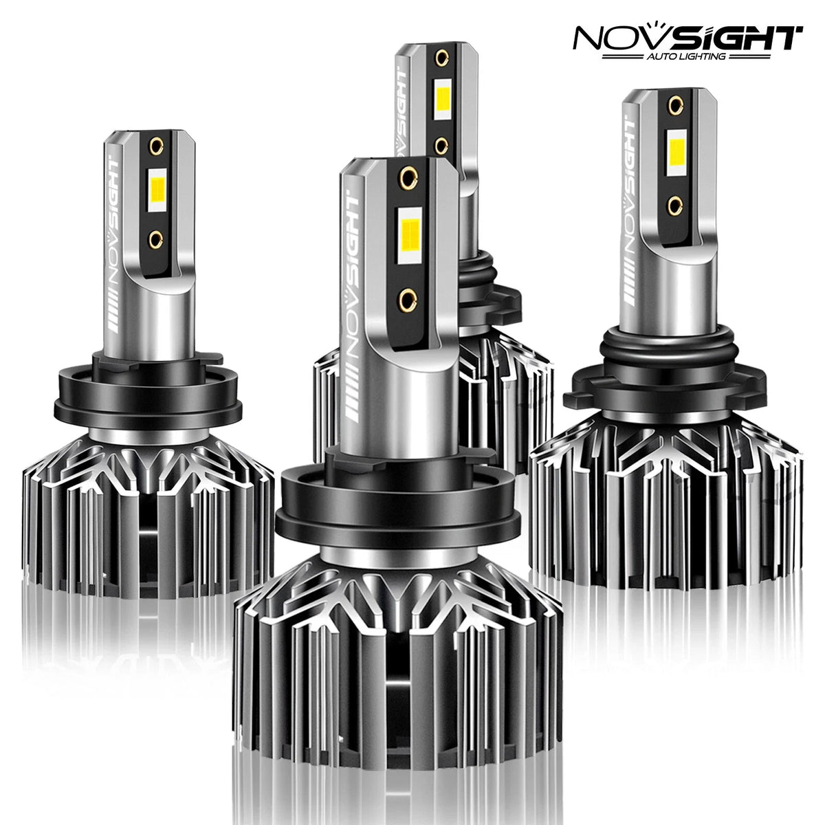 Set of 4 Novsight 9005 HB3 + H11 LED Headlight Bulbs for