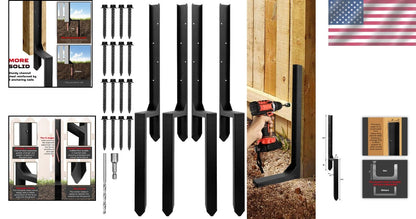 Set of 4 Heavy Duty Steel Fence Post Repair Kit with Anti-Rust Coating