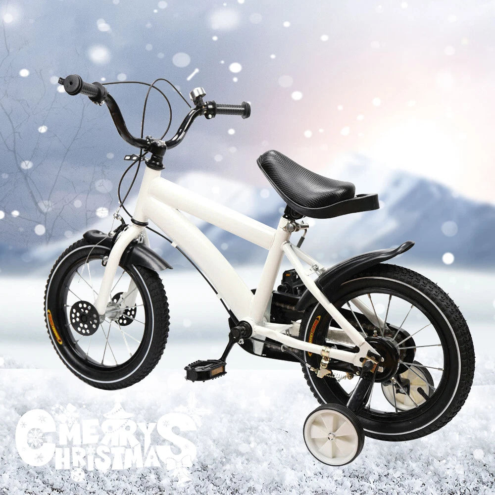 14" White Bicycle for Boys & Girls (3-6 Years Old) with Training Wheels