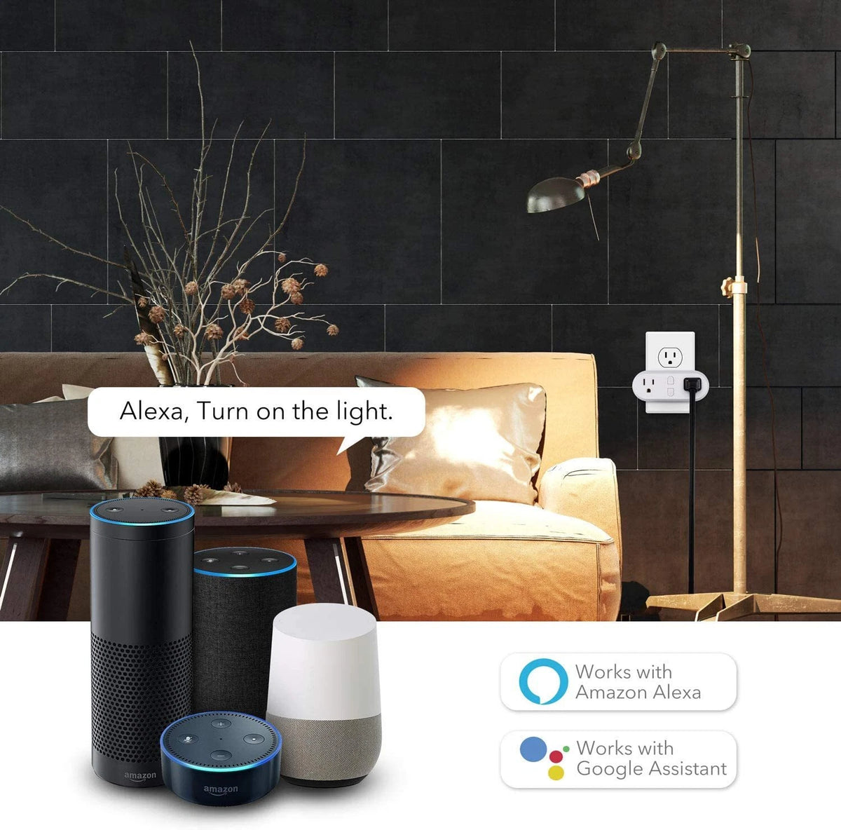 Dual Outlet Smart Plug for Alexa & Google Assistant
