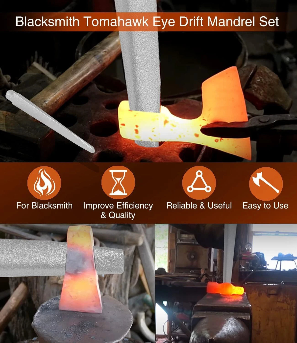 Tomahawk Hammer Eye Drift Mandrel Blacksmith Tool