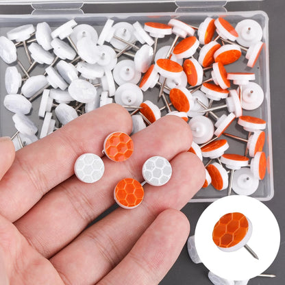 100pcs Reflective Tacks for Trail Marking (Medium, Orange & Silver)