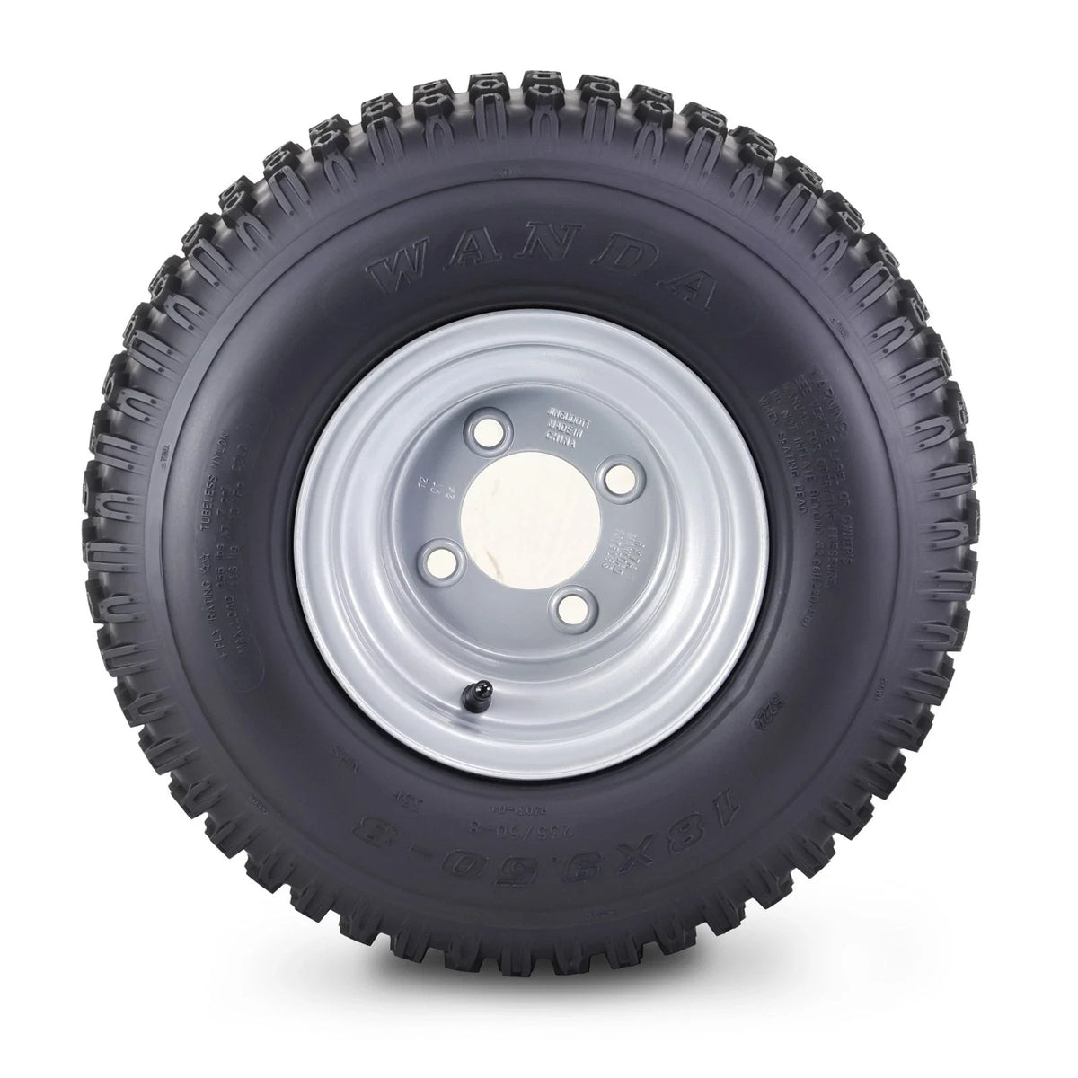Set of 4 Wanda ATV Golf Cart Tires & Wheels 18X9.5-8 4PR 4x4" Silver Wheel