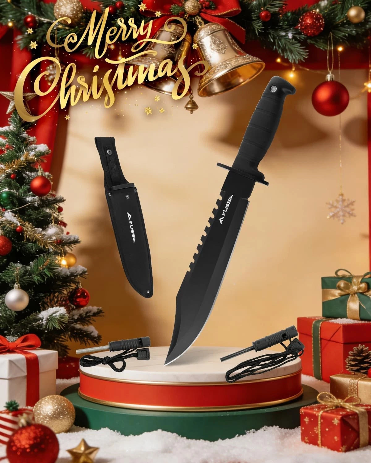 15-Inch Full Tang Fixed Blade Knife for Survival Hunting