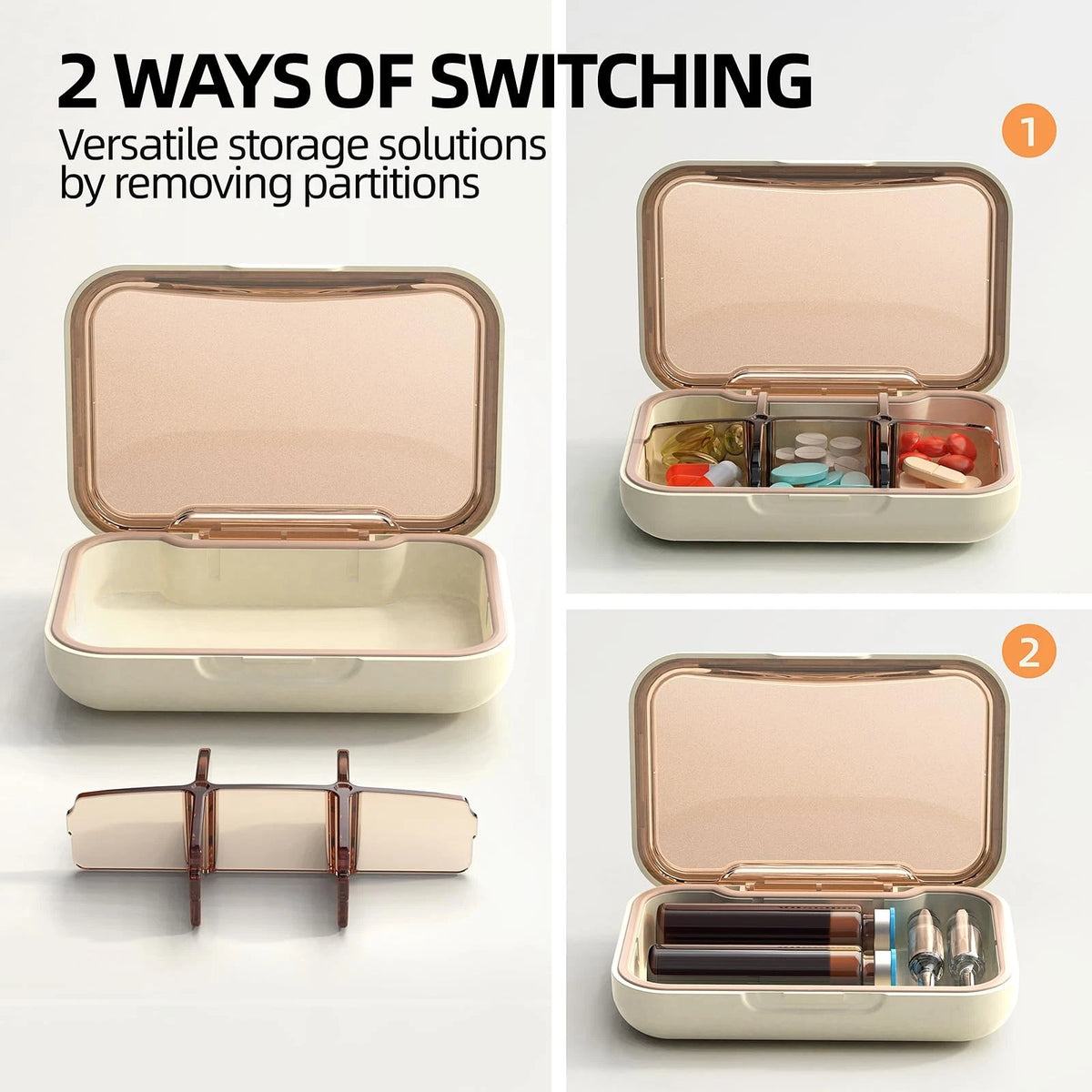 Portable Pill Box Organizer with 6 Compartments for Daily Medicine