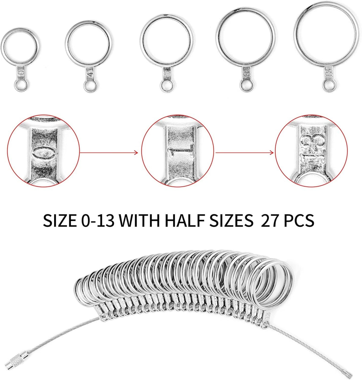Ring Sizer Measuring Tool Kit - Plastic Mandrel, Reusable
