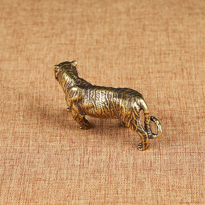 Solid Brass Tiger Figurine Statue for Home Office Decoration