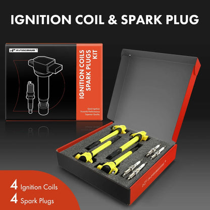 Set of 4 Ignition Coils & Iridium Spark Plugs for Jeep Compass Dodge Journey