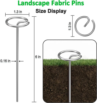 50 Pcs Heavy Duty 6-Inch Landscape Staples for Garden Projects