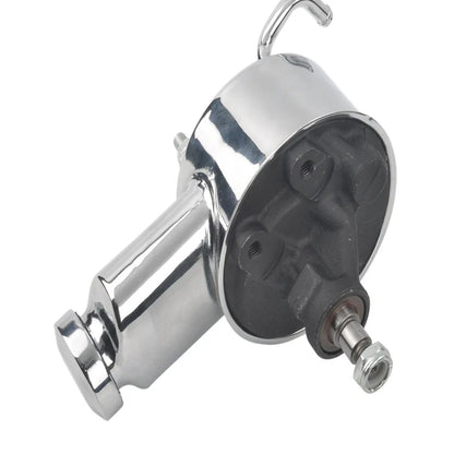 Chrome Power Steering Pump with Bracket & 2 Groove Pulley for SBC Chevy 350/400 (1970–1985)