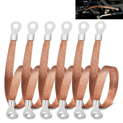 Set of 6 Universal Automotive Braided Copper 12 Inch Cables