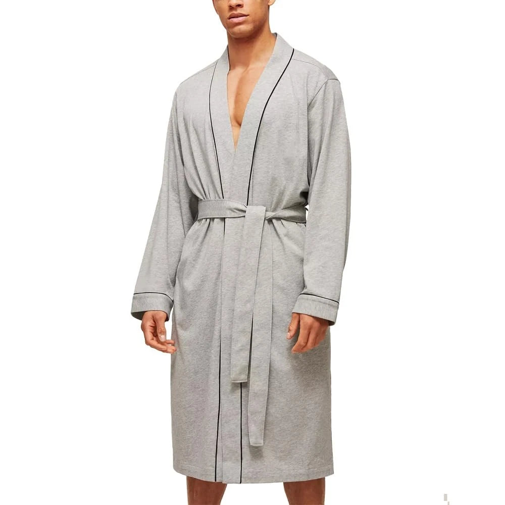 Men's Lightweight Hooded Cotton Bathrobe Kimono Spa Robe