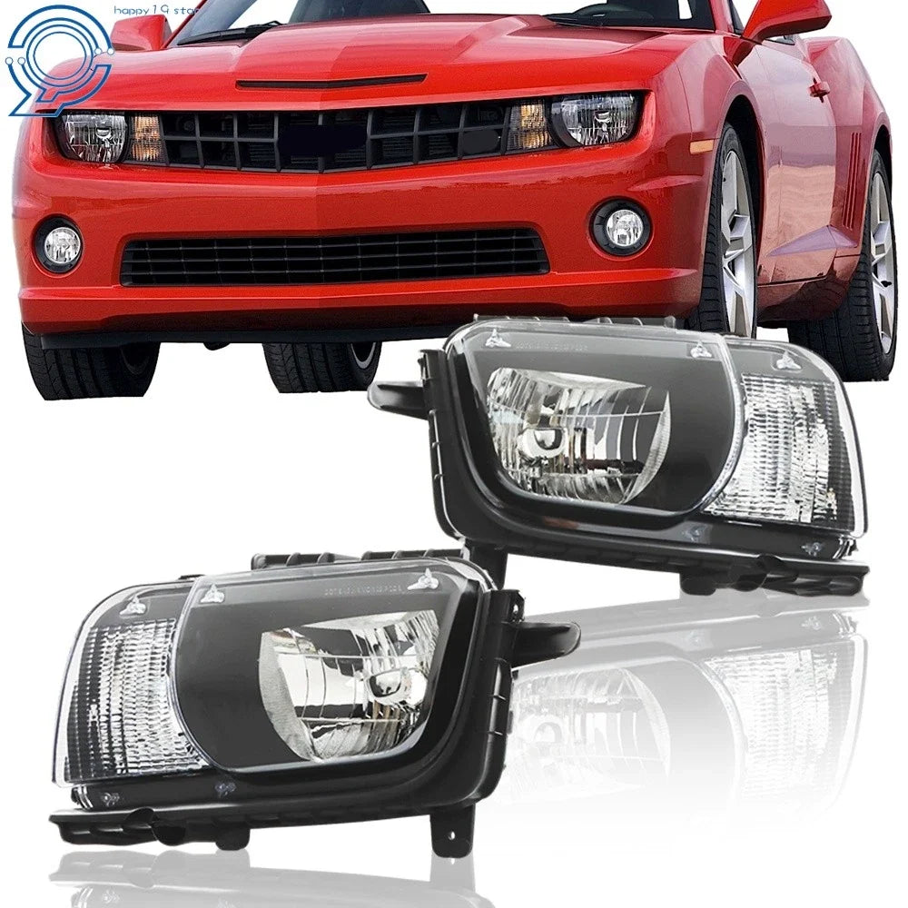 Set of 2 Halogen Headlights for Chevrolet Camaro (2010–2013) Black Housing