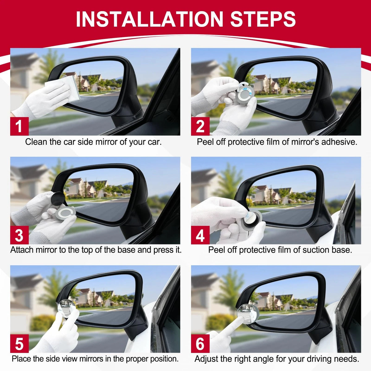 2 Inch Round HD Glass Blind Spot Mirror 360 Rotation for Car SUV Truck