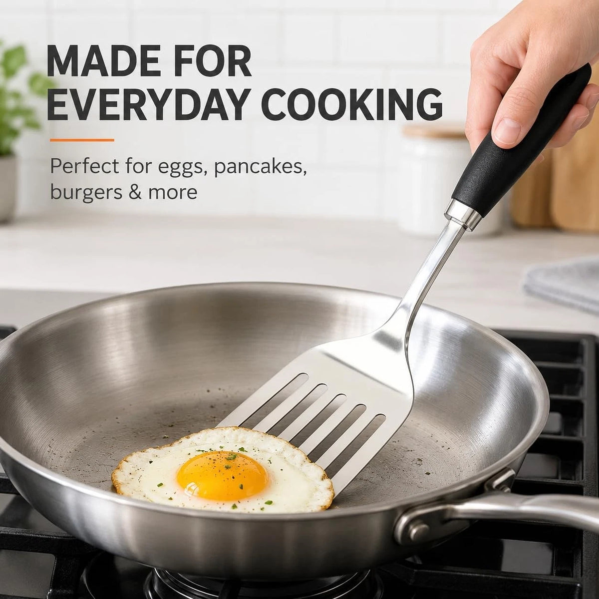 Stainless Steel Slotted Turner Spatula for Cast Iron Cookware