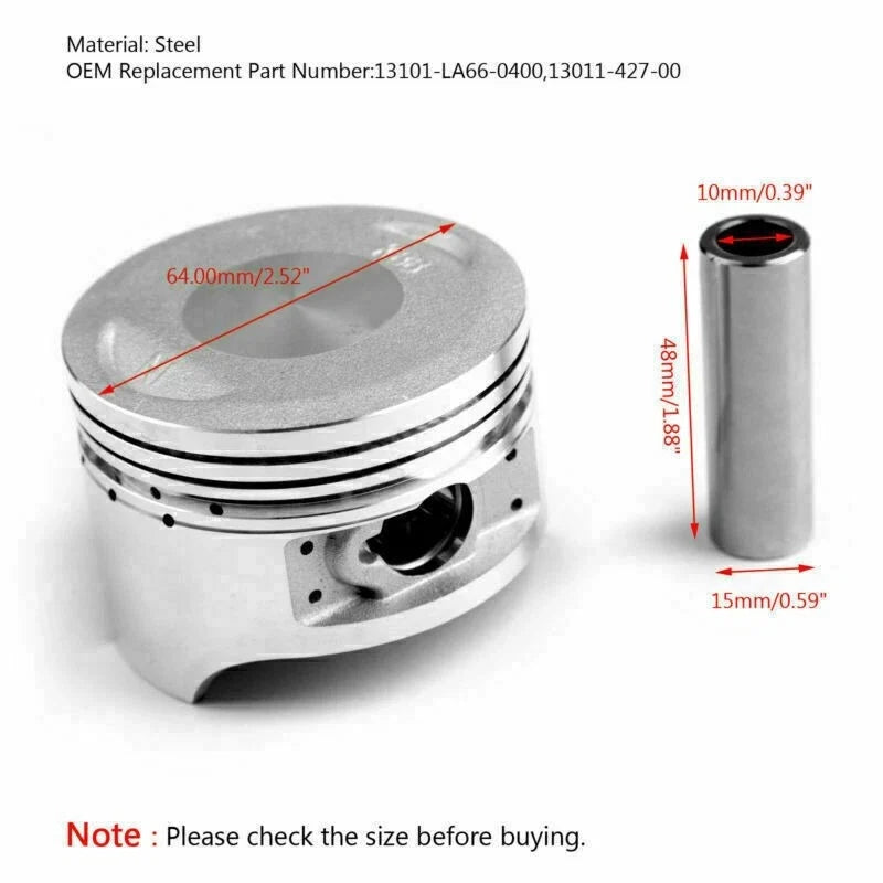 Piston Kit 64.00mm for Honda CG200 (Water Cooled) (13101-LA66-0400)