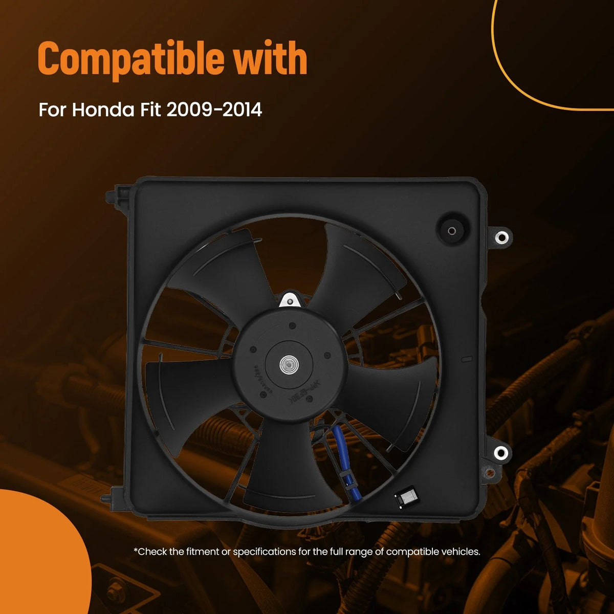 Cooling Fan Assembly for Honda (2009–2014) 1680008731, 5 Blades, 240W