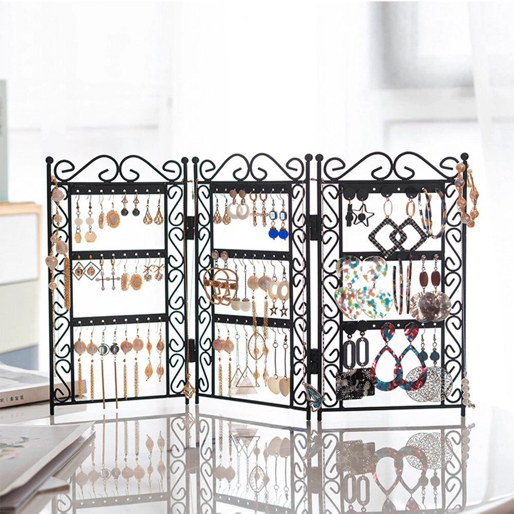 72-Hole Foldable Metal Earring Display Stand Organizer for Jewelry (No Year)