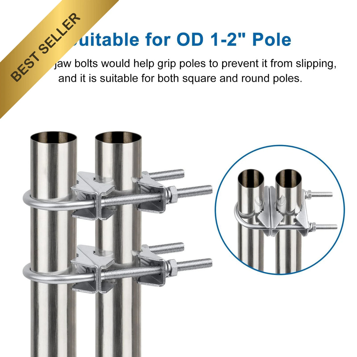 2X Heavy Duty Antenna Mast Clamp for Pole Mount Bracket Kit