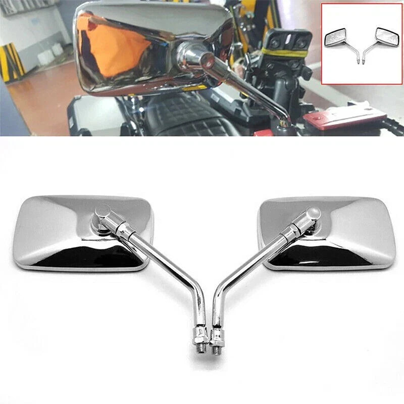 10mm Chrome Rear View Side Mirrors for Honda CT110 XR250L (1980-2023)