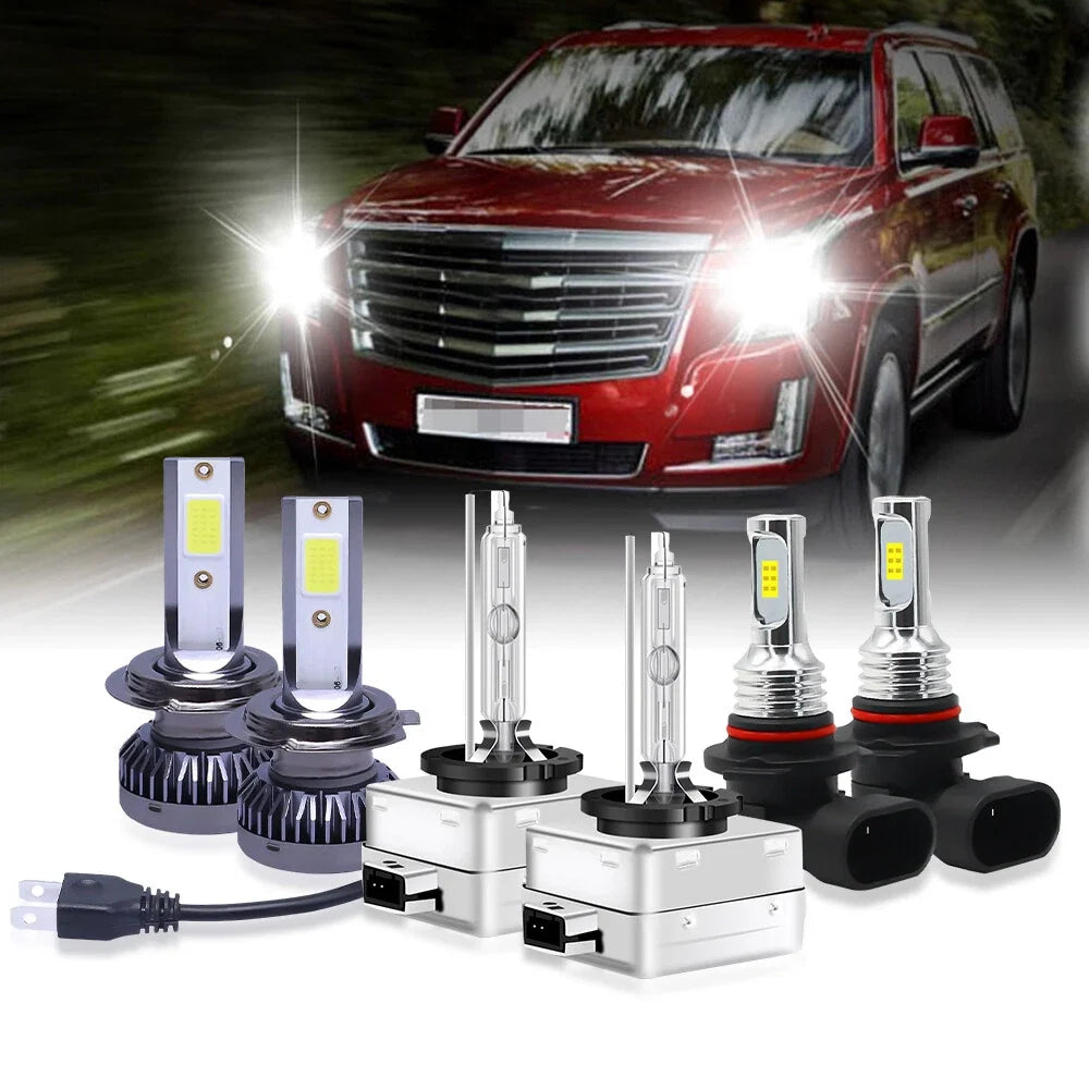 2X 6000K LED Headlight Hi-Lo Beam Fog Light Bulbs for Cadillac Escalade (2007–2014)