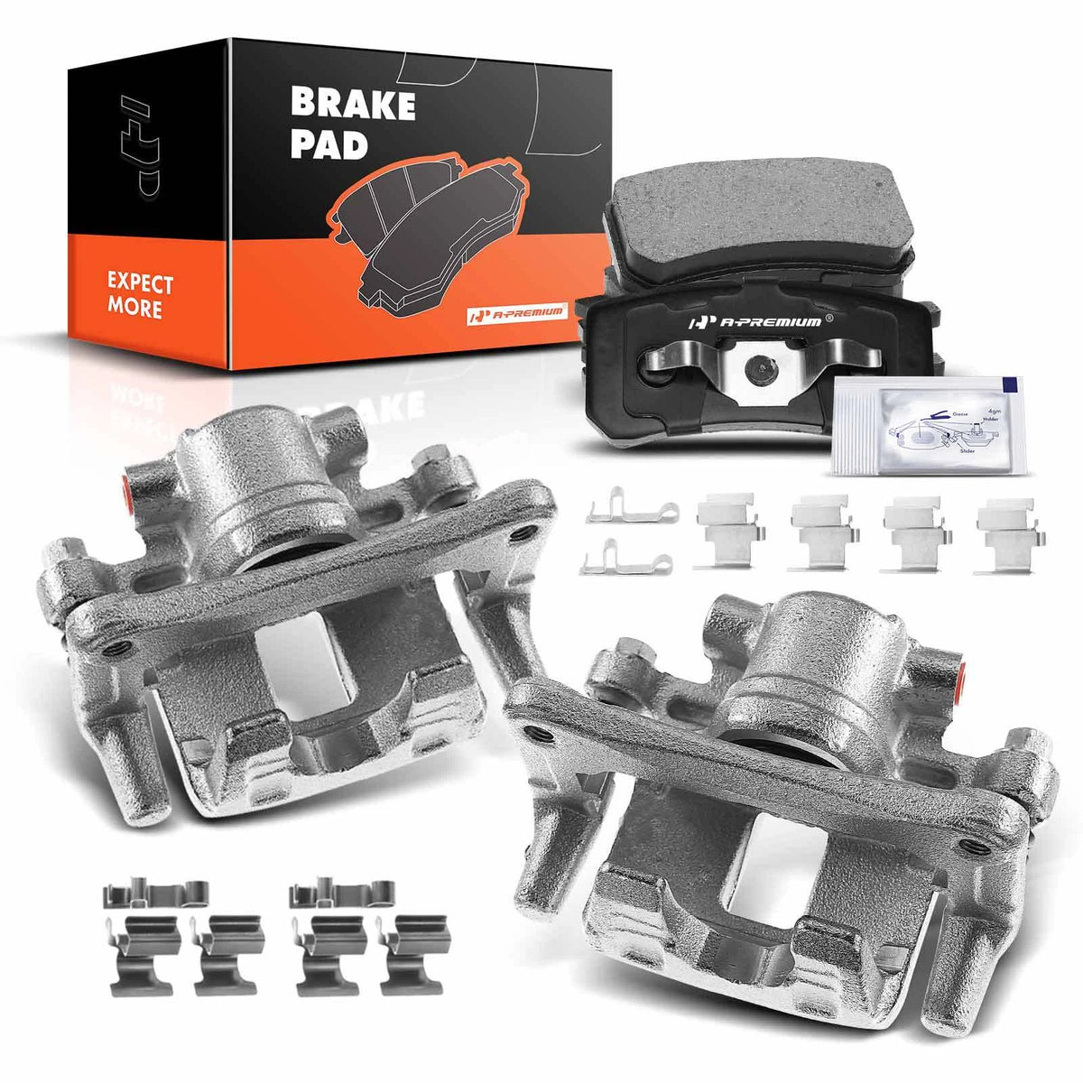 Set of 2 Rear Brake Calipers + Pads for Chrysler 200 Dodge Avenger (2011–2014) - 68020252AA, 68020252AB, 68020254AA, 68033076AA