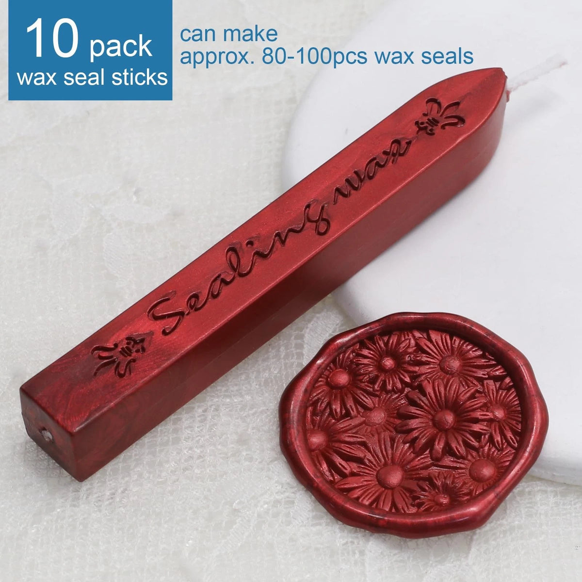 10X Metallic Red Wax Seal Sticks for Vintage Sealing