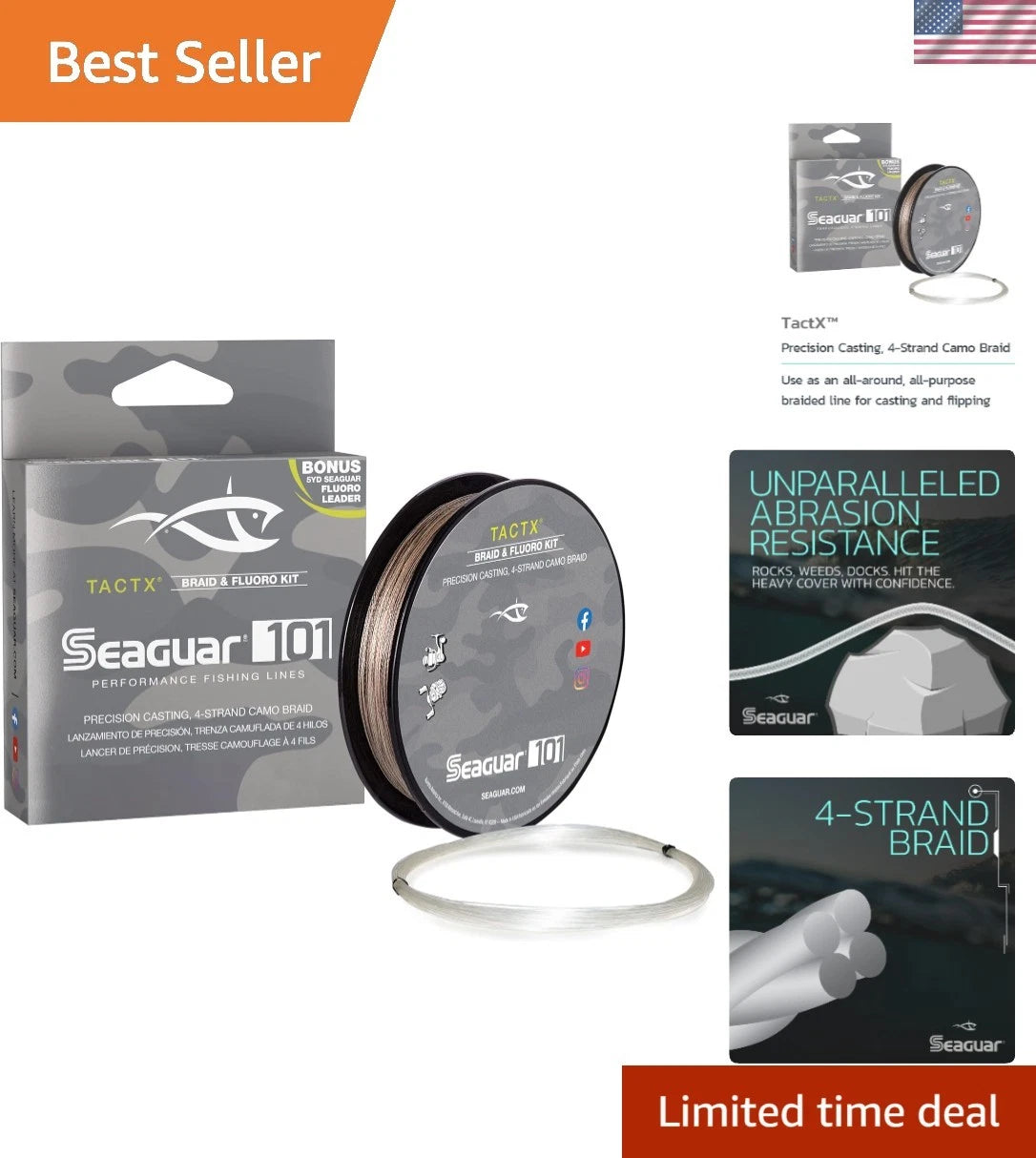 20lb Braided Fishing Line & Fluoro Kit for TactX Camo (150yds)