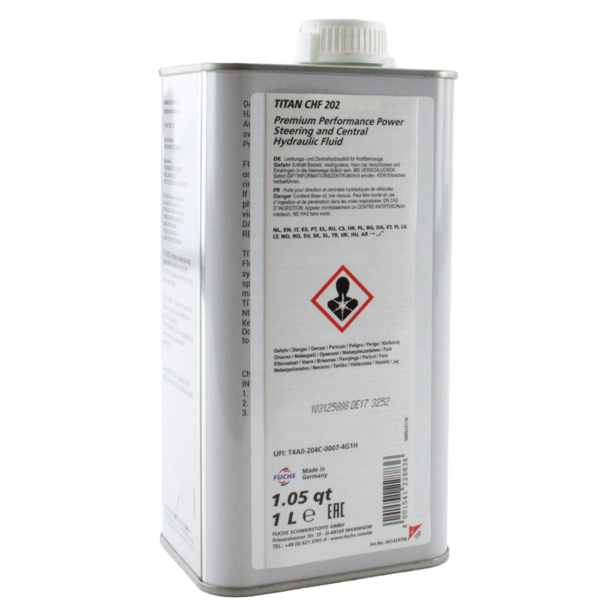Set of 6 Fuchs TITAN CHF 202 Hydraulic Fluid 1L for Audi VW Porsche Volvo