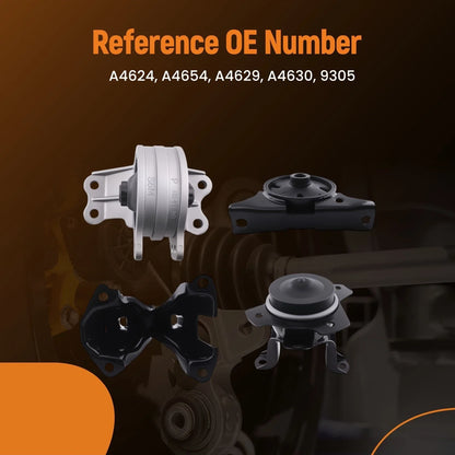 Set of 4 Engine Motor Mounts for Mitsubishi Endeavor 3.8L (2004–2011) A4624 A4654
