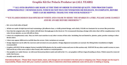 Graphic Stickers Decals for Polaris Predator 90 (All Years) Ice Flames R
