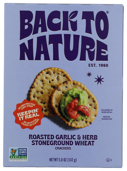 Crackers Wheat Stoneground Roasted Garlic 5 Ounce (Pack of 1)