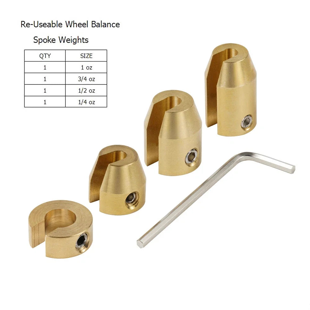 Set of 4 Brass Spoke Balance Weights for Harley Wheels (Super Moto, Dual Sport)