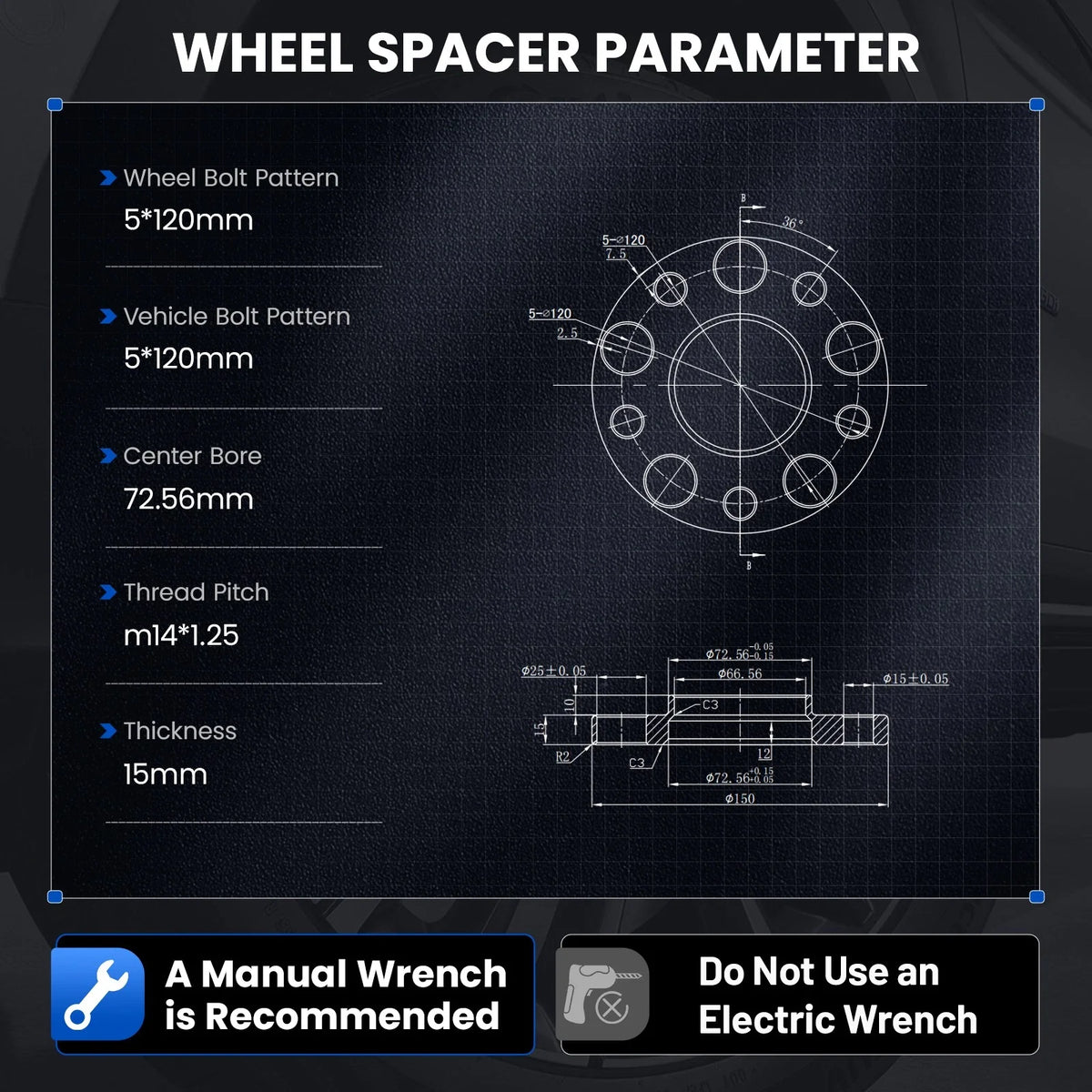 Set of 4 Wheel Spacers 15mm for BMW 760Li (2008–2014)