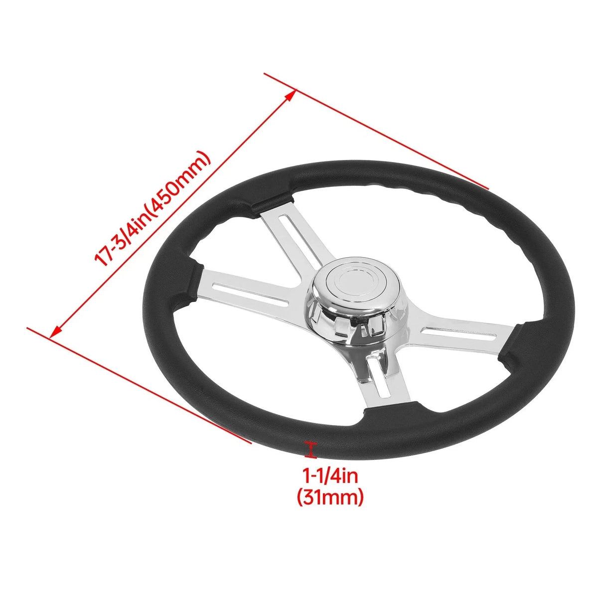 4 Spoke Steering Wheel 18" Black for Freightliner Kenworth Peterbilt Volvo