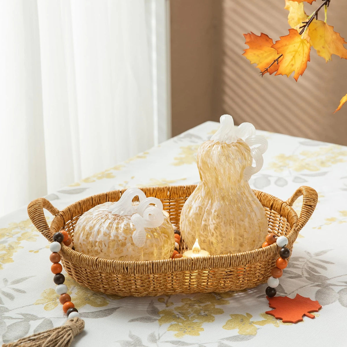 5" Hand Blown Glass Pumpkin Decor for Home (Artisan)