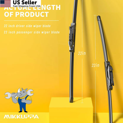 Set of 2 Wiper Blades for MIKKUPPA 22" (Fit Pinch Tab)